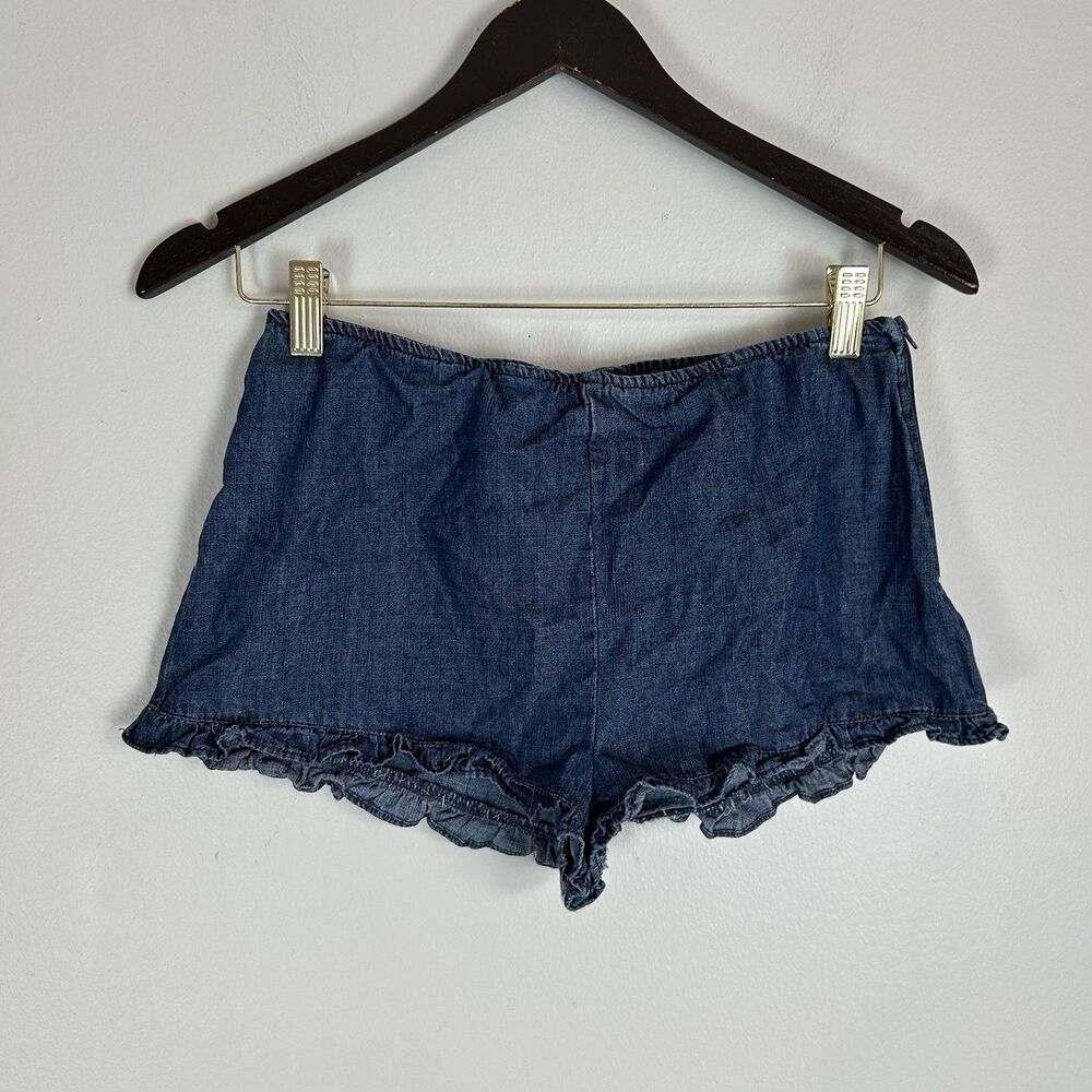 Windsor Denim Women Small Blue Shorts Micro Low Rise Ruffle Hem Y2K Cottagecore